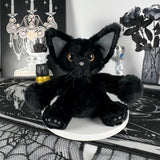 Goth Devon Rex Black Cat Stuffed Animal