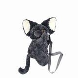 Cute Black Devon Rex Cat Plush Backpack