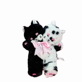 Goth Black And White Two-Headed Stuffed Cat