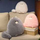 Cute White Fluffy Cat Plush Pillow