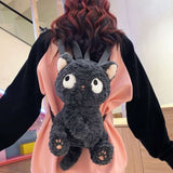 Black Kawaii Cat Plush Backpack