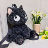 Black Kawaii Cat Plush Backpack