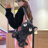 Black Kawaii Cat Plush Backpack