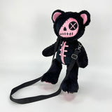 Cute Goth Black Pink Teddy Bear Backpack