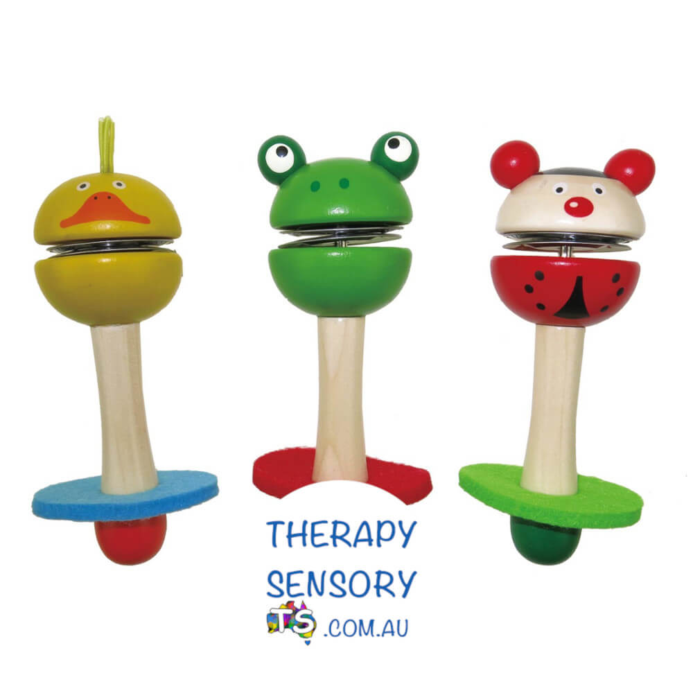 Animal Handbell from TherapySensory.com.au displays a chicken frog and Beatle handbell.