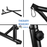 X chair stand from TherapySensory.com.au shows a close up of 4 different sections of the stand.