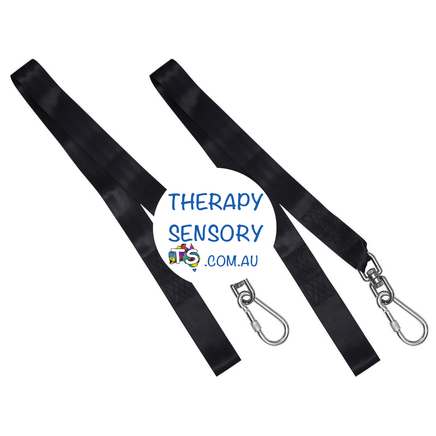 Swing Tree Straps from TherapySensory.com.au displays 2 straps used to hand swings on trees.