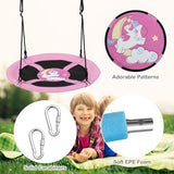 1m Saucer Tree Swing with Adjustable Ropes and Carabiners for Kids