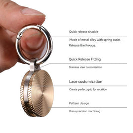 Fidget Spinner Pendant Necklace - Brass colour, Fine Ripple