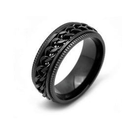 Fidget Ring Black Chain spinner