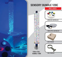 Sensory Bundle 120C -Bubble Tube 120cm tall with Interactive Wireless Switchbox, Fibre Optic, Sofa Podium and Wall Bracket