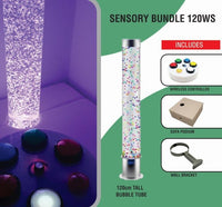 Sensory Bundle 120WS – 1.2m Bubble Tube with a Sofa Podium, Wireless Controller and Wall Bracket