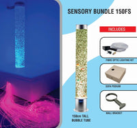 Sensory Bundle 150FS -Bubble Tube 150cm tall with Fibre Optic, Sofa Podium and Wall Bracket