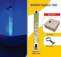 Sensory Bundle 120S – 1.2m Bubble Tube Column Water Feature with Sofa Podium and Wall Bracket