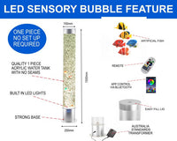 Sensory Bundle 150C -Bubble Tube 150cm tall with Interactive Wireless Switchbox, Fibre Optic, Sofa Podium and Wall Bracket