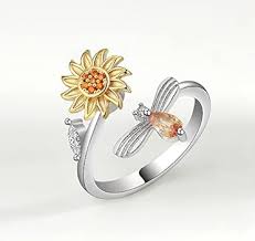 Sunflower Fidget Ring Adjustable