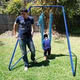 Medium Teal Nylon Wrap Swing with Medium Swing Set Stand