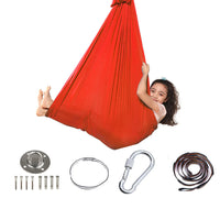 Kids Elastic Yoga Sensory Hammock Swing with Ceiling hooks and accessories.