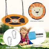 1m Saucer Tree Swing with Adjustable Ropes and Carabiners for Kids