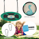 1m Saucer Tree Swing with Adjustable Ropes and Carabiners for Kids