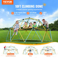 3m Geometric Dome Climber with Hammock and Swing, for Kids 3 to 10 Years Old