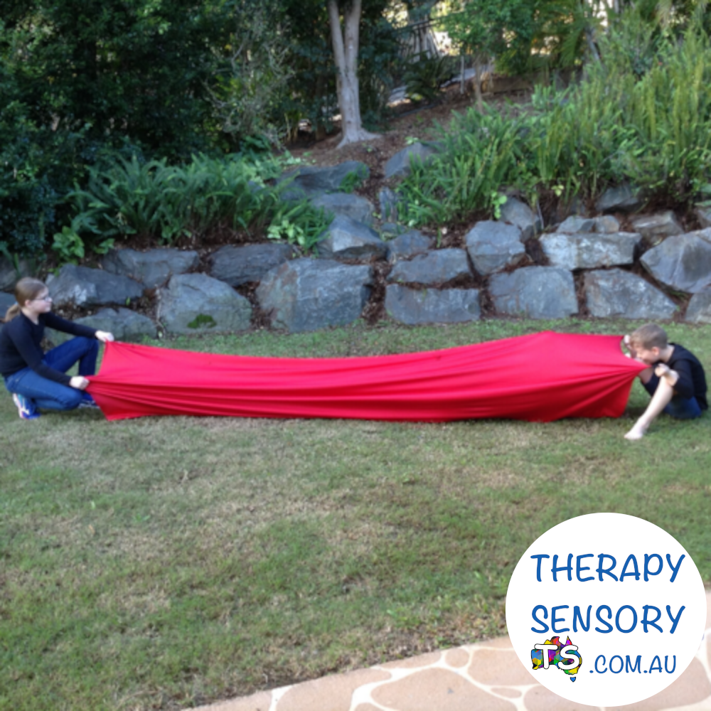 3 metre Lycra tunnel from TherapySensory.com.au displays a lycra tunnel that people can crawl through