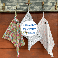 Wet Bag 30 x40cm from TherapySensory.com.au displays 3 wet bags with handles that can hang up from.