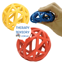 Cobweb balls from TherapySensory.com.au. These balls have cut outs in them which make it easier to catch as they can bend and stretch.