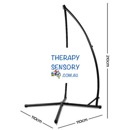 X chair stand from TherapySensory.com.au showing measurements of width 110cm and height 2100cm