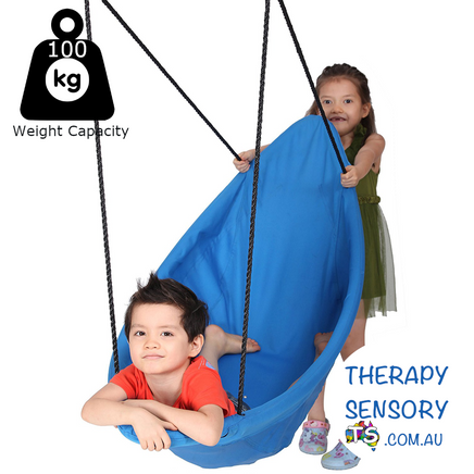 Blue canoe nest swing 150cm from TherapySensory.com.au