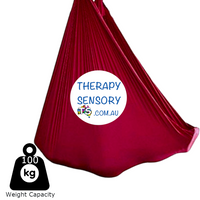 Nylon wrap therapy swing from TherapySensory.com.au displays a red large swing wrap.