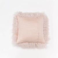 Mongolian Sheepskin Cushion - Pink