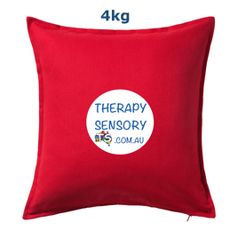 Weighted cushion from TherapySensory.com.au displays a red weighted cushion.