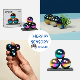 Speks Super Oil Slick 3 balls from TherapySensory.com.au shows 3 balls in oil slick colours