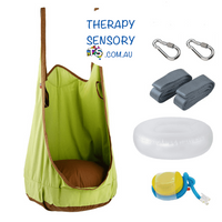 Pod swing chair from TherapySensory.com.au shown in green.