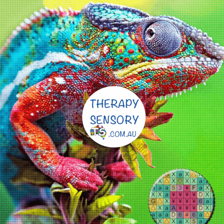 Diamond art rainbow lizard from TherapySensory.com.au