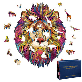 Lion, Dog or Elephant Wooden Puzzle With Animal Shaped Pieces